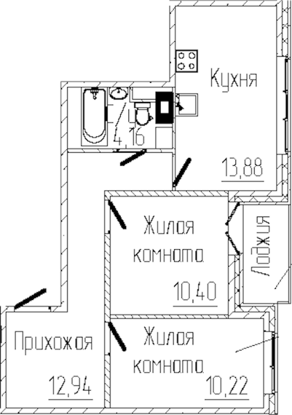 2-комнатная квартира 53.23 м², 5/6 эт., ЖК «SERTOLOVO PARK»